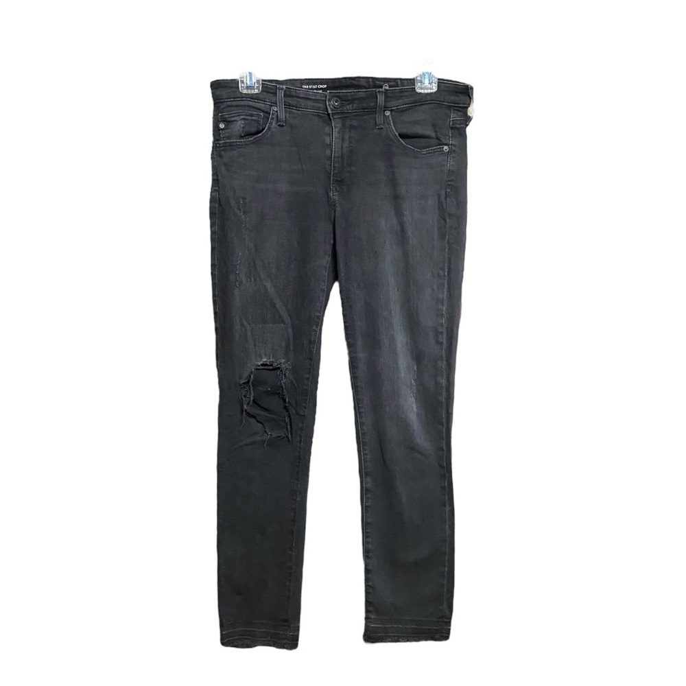 Women's Stilt Crop Black Distressed Jeans 28